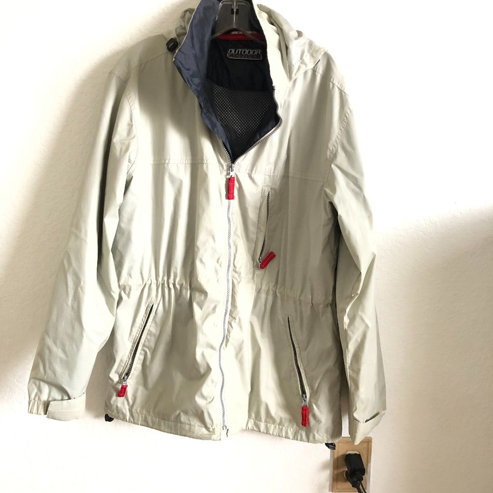 ANGELO LITRICO OUTDOOR ACTIVES MEN'S GRAY WINDBREAKER HOODED JACKET SIZE M DB